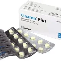 A 100-count box of Cinaron Plus alongside two medicine blister strips.