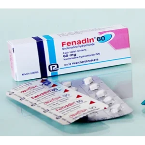 Packaging and blister strip of Fenadin 60 mg tablets for daily allergies.