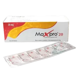 Maxpro 20 mg Esomeprazole Magnesium Tablet Box and Strips