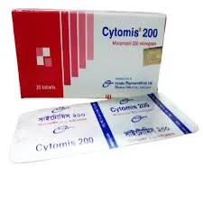 ইনসেপ্টা ফার্মাসিউটিক্যালসের সাইটোমিস ২০০ (Cytomis 200 mg) মিসোপ্রোস্টল ওষুধের বাক্স এবং একটি স্ট্রিপ।
