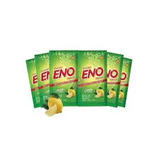 লেবু ফ্লেভারের ইনো (ENO Lemon Flavor) ফ্রুট সল্টের কয়েকটি সবুজ রঙের প্যাকেটের ছবি।