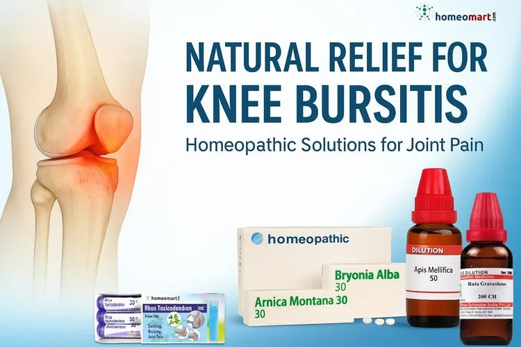 হাঁটুর ব্যথার (Knee Bursitis) উপশমে বিভিন্ন প্রাকৃতিক হোমিওপ্যাথিক ওষুধের একটি তথ্যচিত্র।