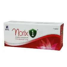 এসএমসি নোরিক্স ১ (Norix 1) জরুরি জন্মনিয়ন্ত্রণ পিলের একটি খুচরা মোড়ক।