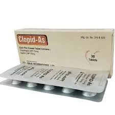 A box and a silver blister pack of Clopid-As tablets, containing 75mg of Clopidogrel and 75mg of Aspirin per film-coated tablet.