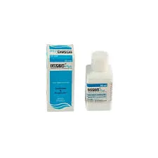 A 60ml white bottle alongside its blue-and-white box for Lorix Plus, labeled as a scabicidal and antipruritic non-staining lotion.
