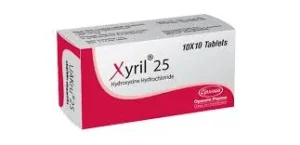 ওপসোনিন ফার্মা উৎপাদিত জাইরিল ২৫ (Xyril 25 mg) ওষুধের একটি সাদা ও লাল রঙের বক্স।